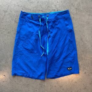 Vintage Y2K Oakley Blue Board Shorts Men Swimsuit Long Pocket Size 30